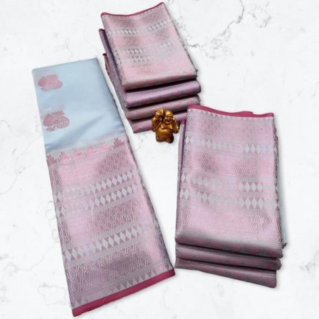 Pink Jari Soft Silk Saree - SS0016